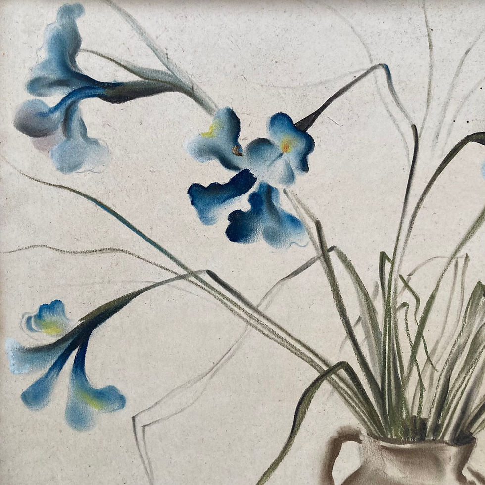 Thumbnail: SOLD - 'Blue Iris' - still life painting by Frederick Roberts Johnson
