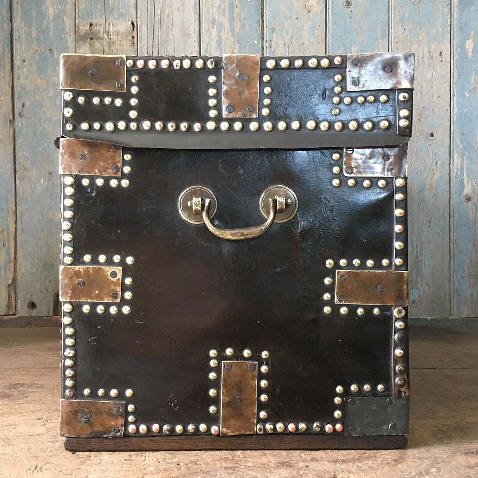 Thumbnail: NOW SOLD - 19th C studded leather camphor wood trunk