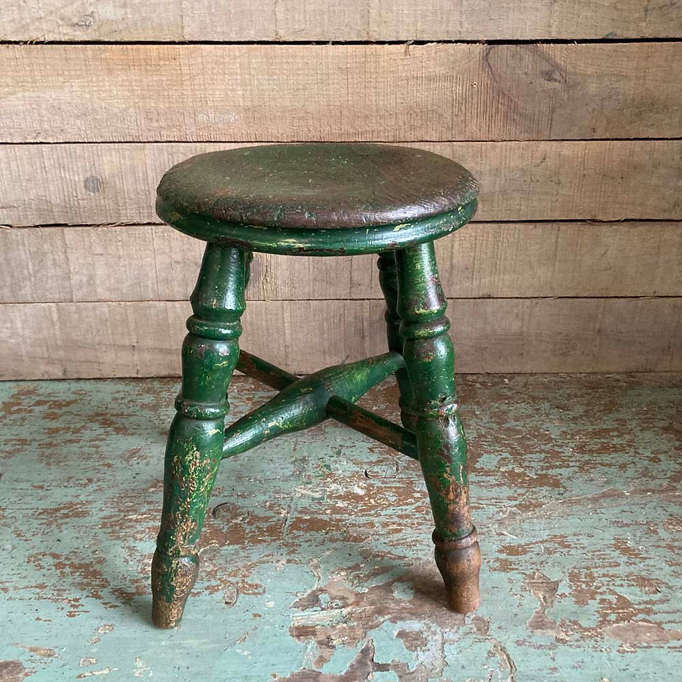 Thumbnail: SOLD - Small rustic stool - green