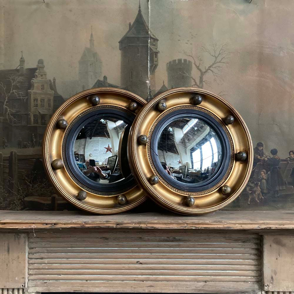 SOLD - Pair of Regency convex mirrors