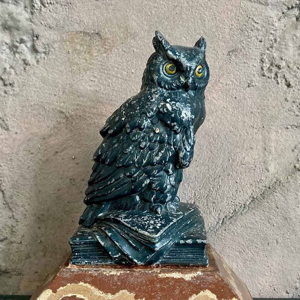 Thumbnail: SOLD - Vintage spelter owl bookends