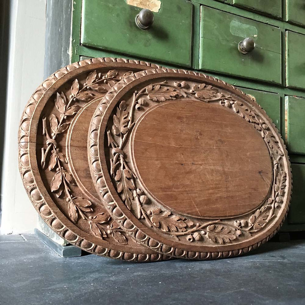 Thumbnail: NOW SOLD - Two Black Forest carved wooden bread boards
