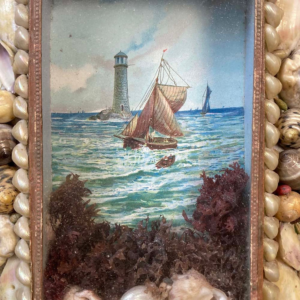 Thumbnail: SOLD - Antique sailor's shell valentine - 'Fishing boat'