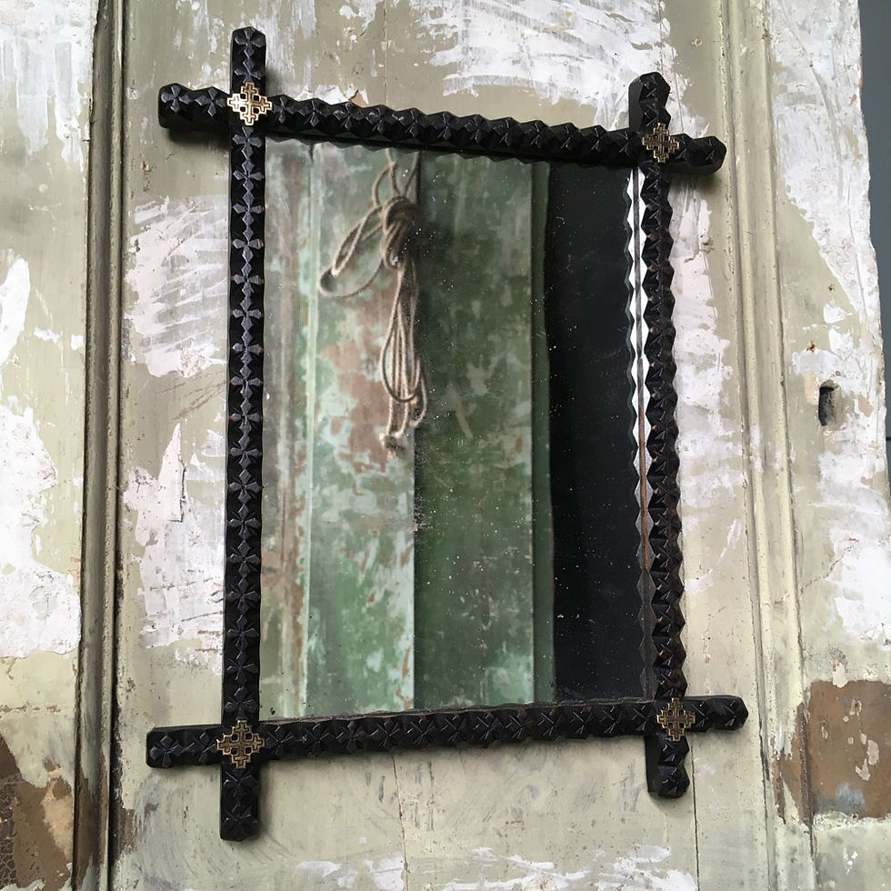 Thumbnail: NOW SOLD - Antique tramp art chapel mirror