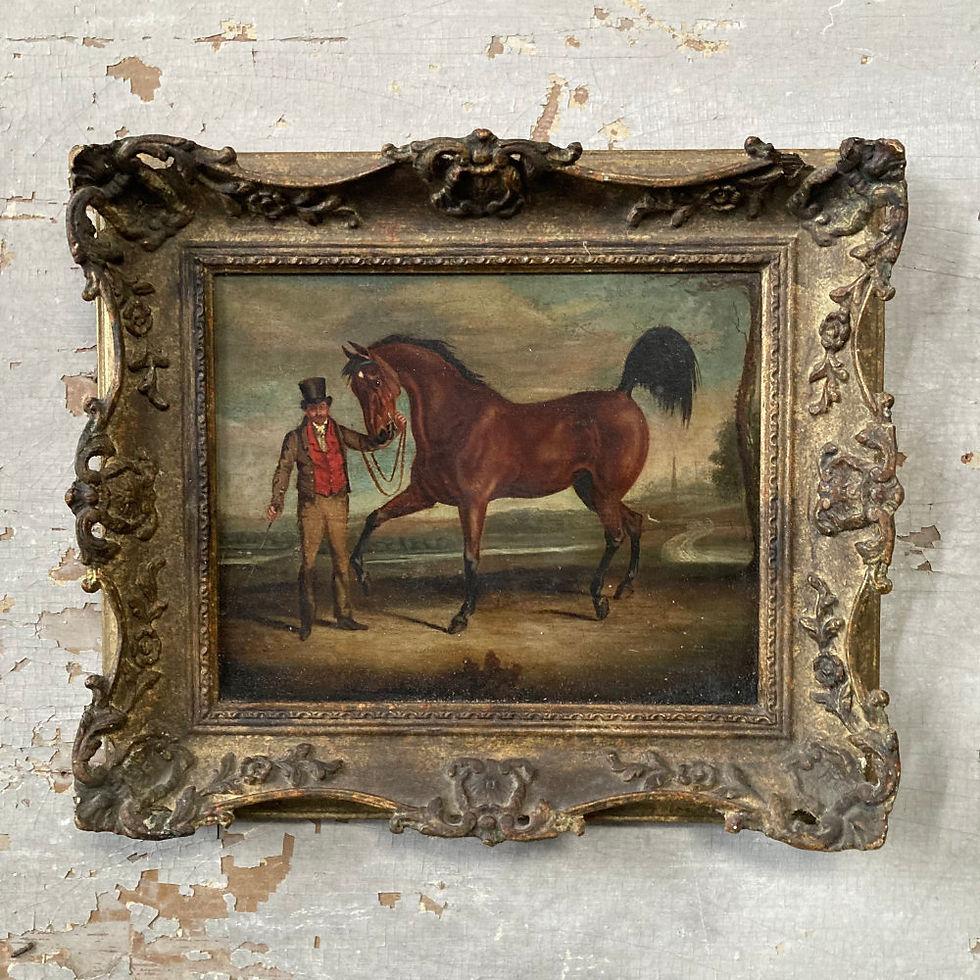 Thumbnail: SOLD - Antique oil painting - Gentleman and horse