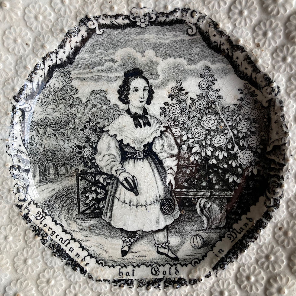 Thumbnail: SOLD - 19th C. Child's nursery plate - 'Young Girl'