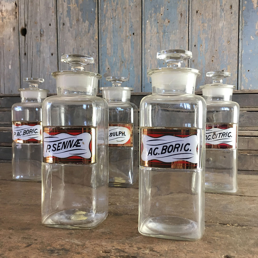 Thumbnail: NOW SOLD - 5 large vintage apothecary bottles