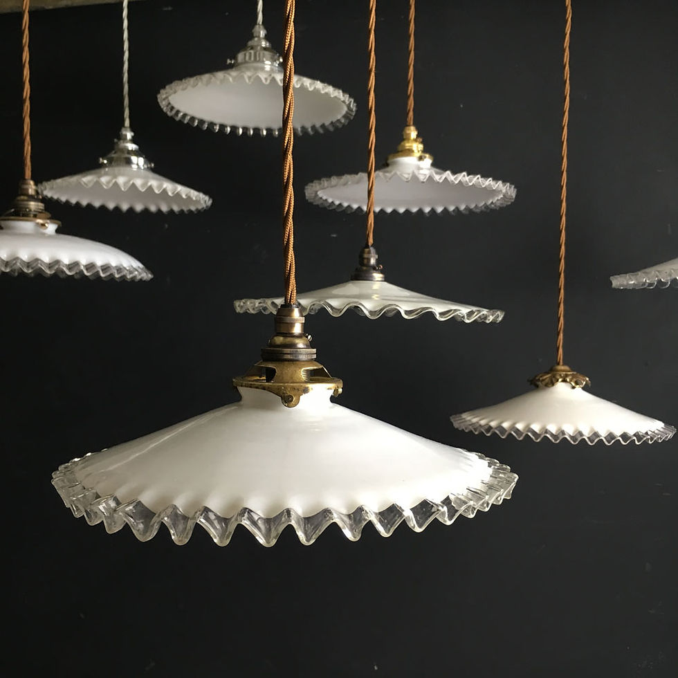 Thumbnail: NOW SOLD - Vintage French glass pendant light