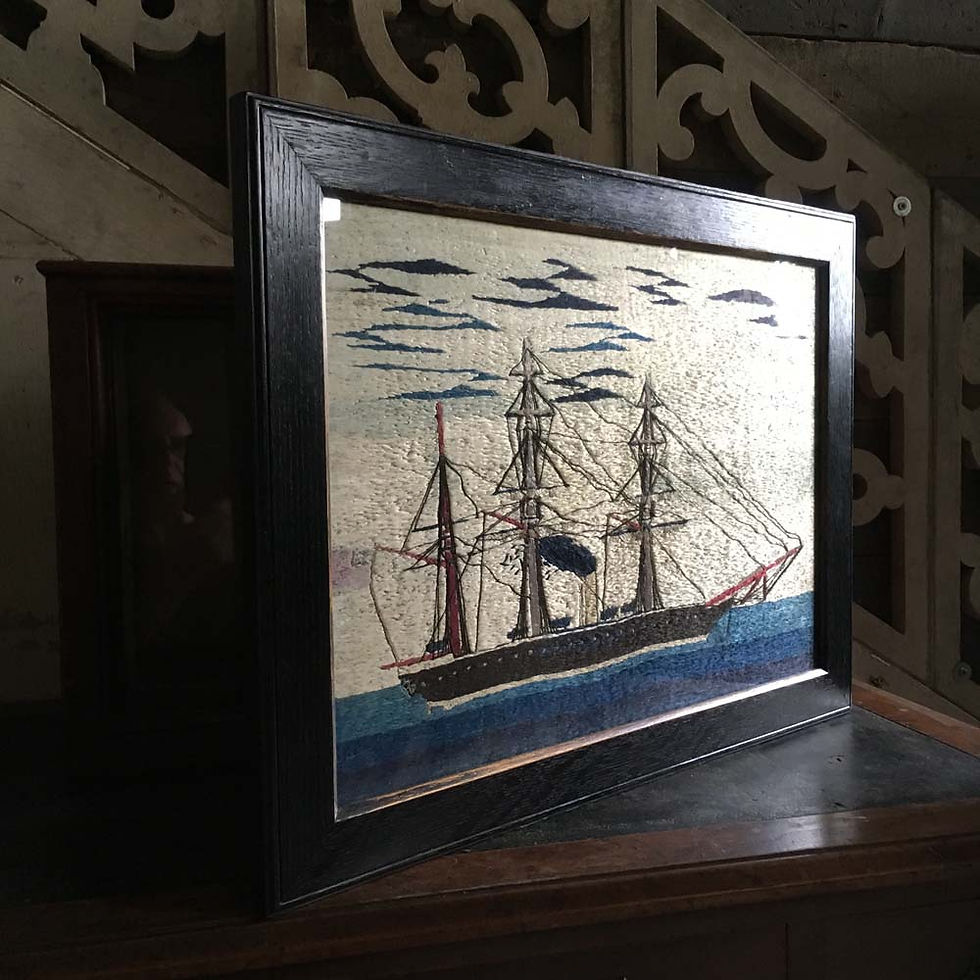 Thumbnail: NOW SOLD - 19th century sailor's woolwork - steamship
