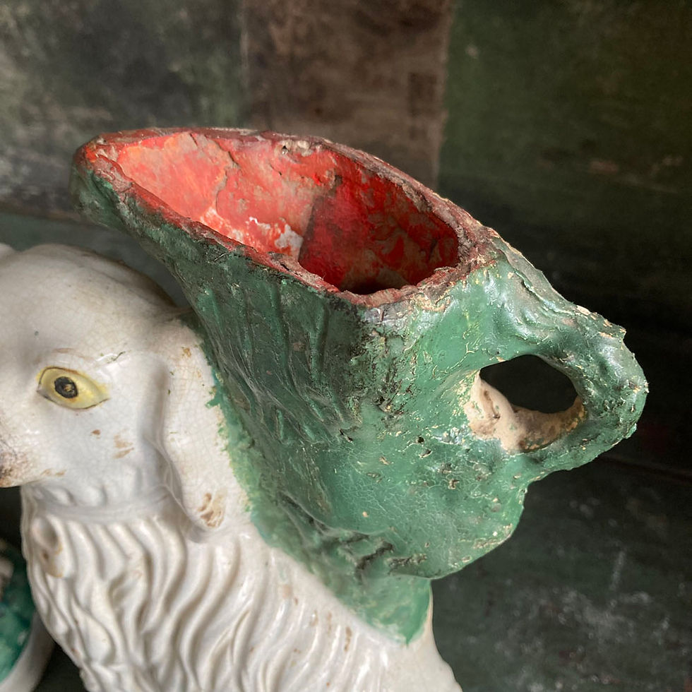 Thumbnail: SOLD - Antique Staffordshire dogs - 'Vases'