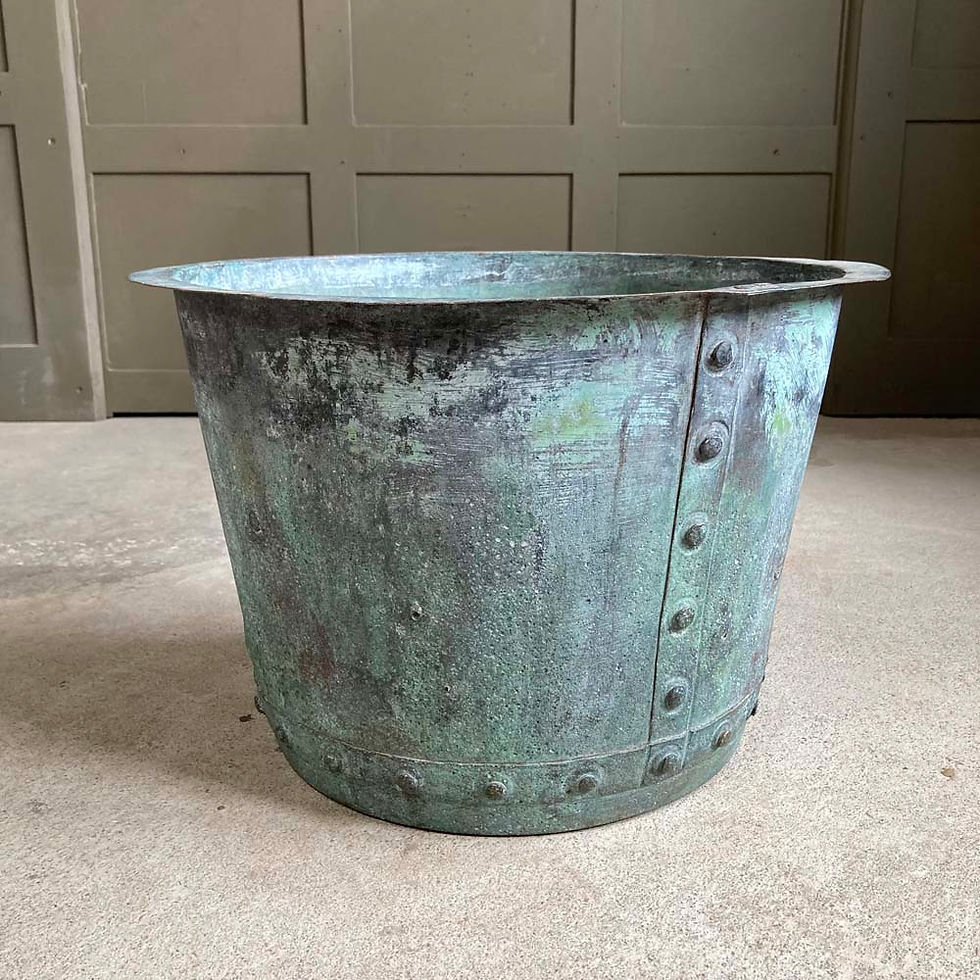 Thumbnail: SOLD - Antique verdigris copper planter