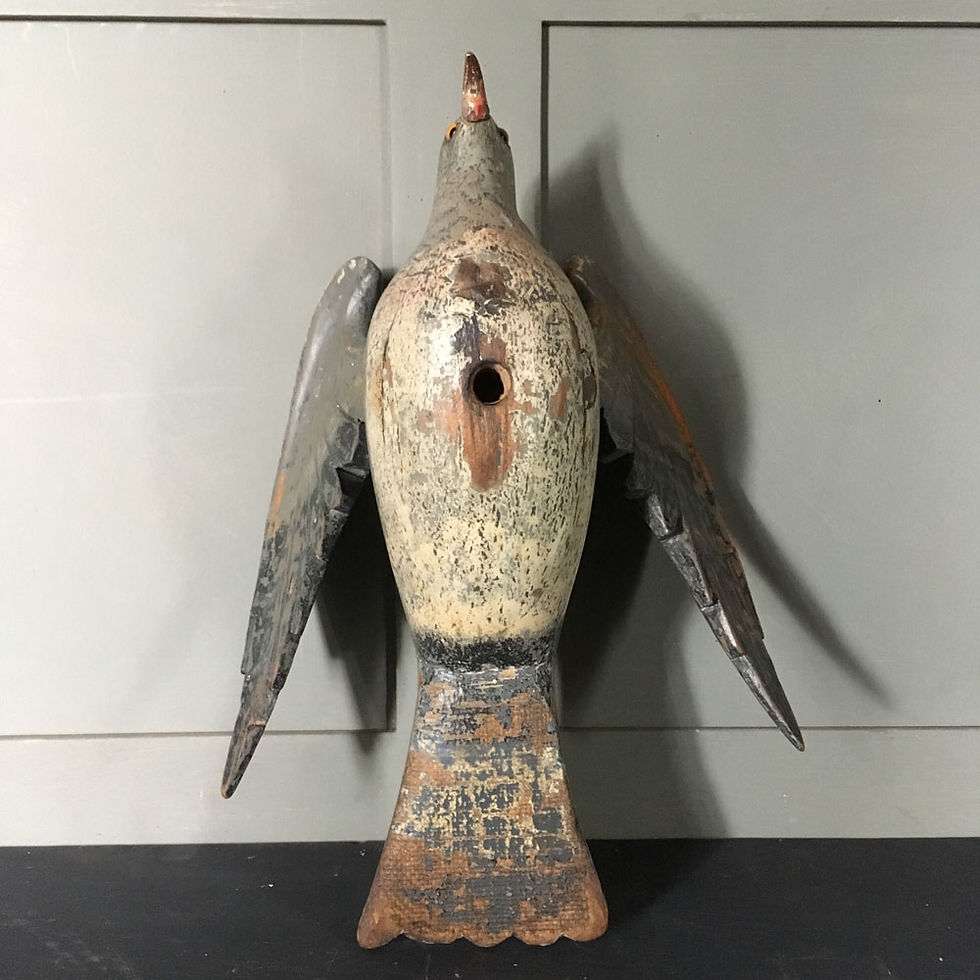 Thumbnail: NOW SOLD - Antique wood pigeon decoy - 'T&H'