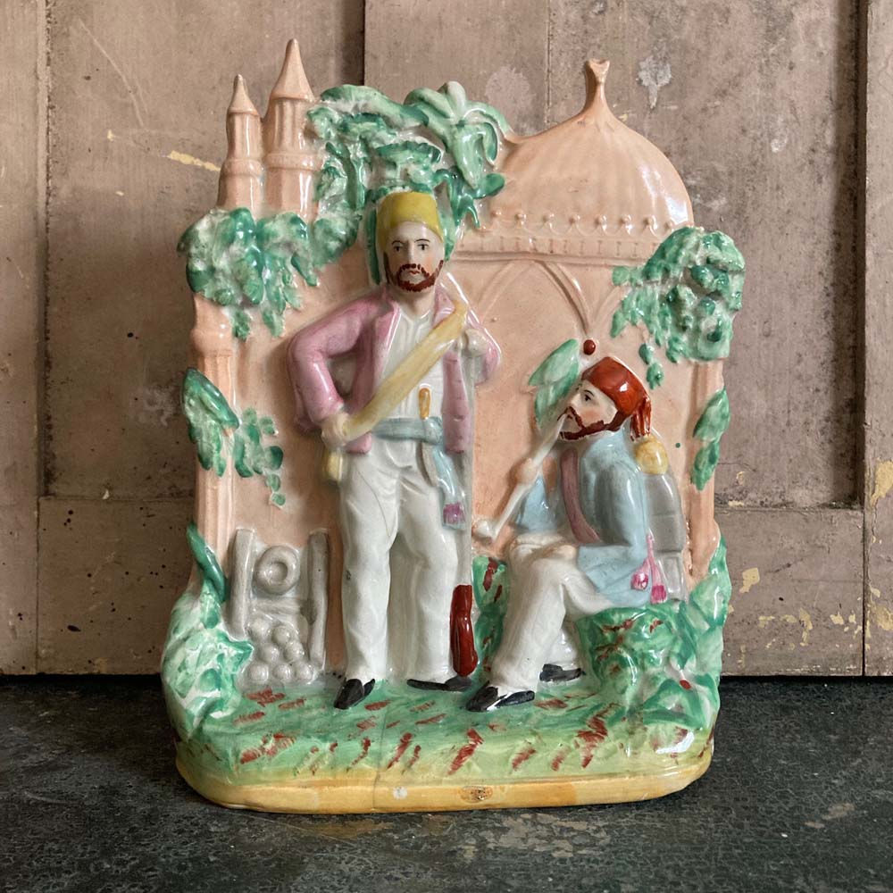 SOLD - Antique Staffordshire pottery group - 'Turkish Soldiers'