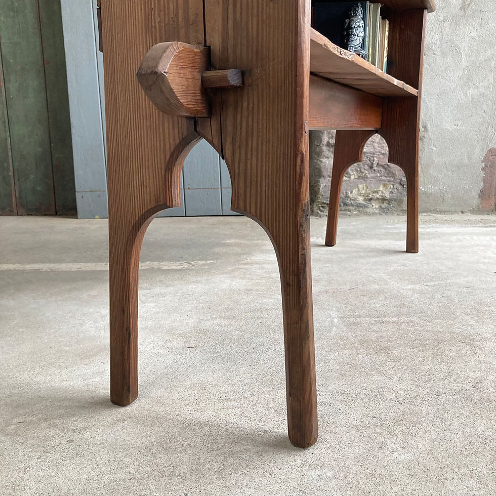 Thumbnail: SOLD - Victorian Gothic pitch pine shelf bench