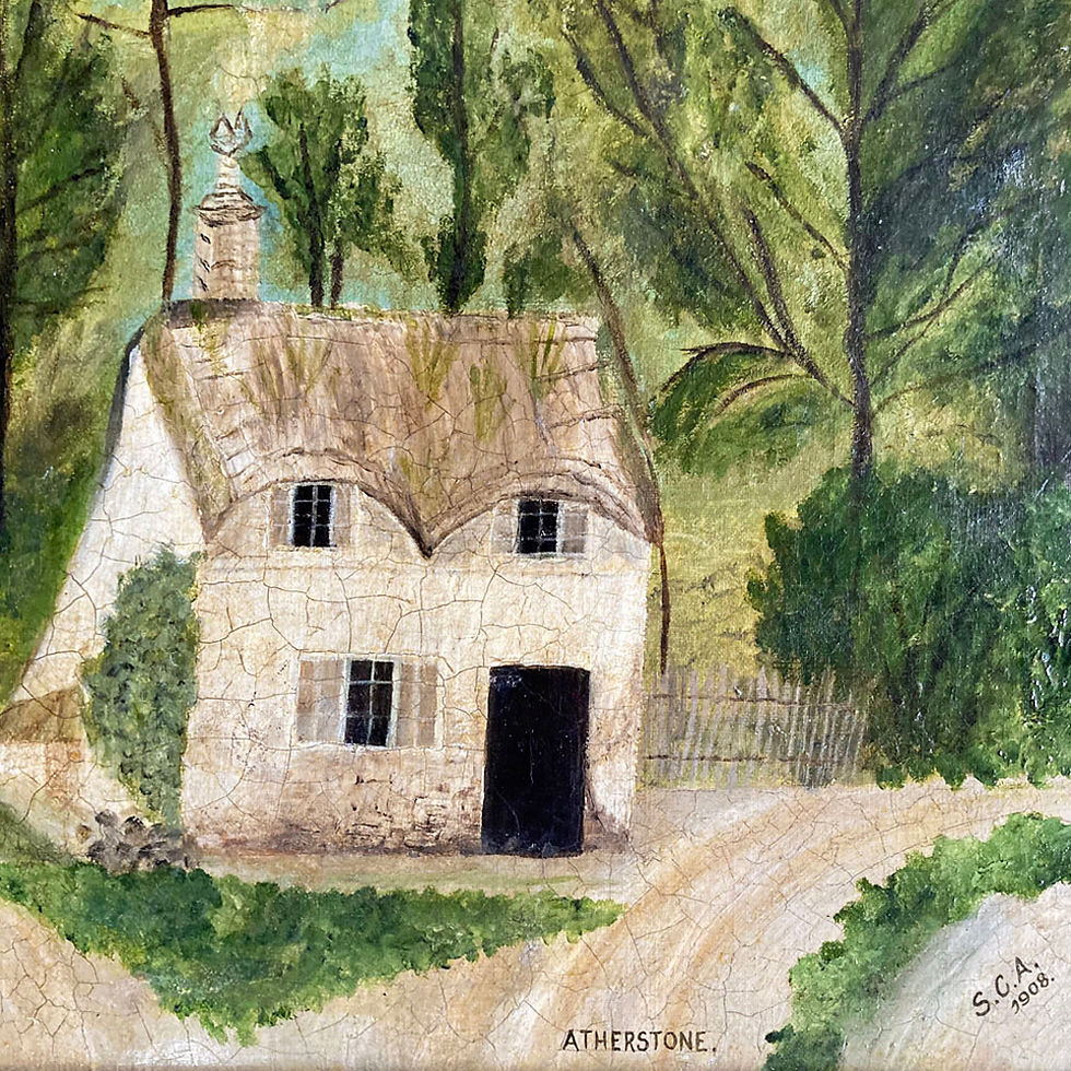 Thumbnail: SOLD - Naive oil painting - 'Toll Gate House'