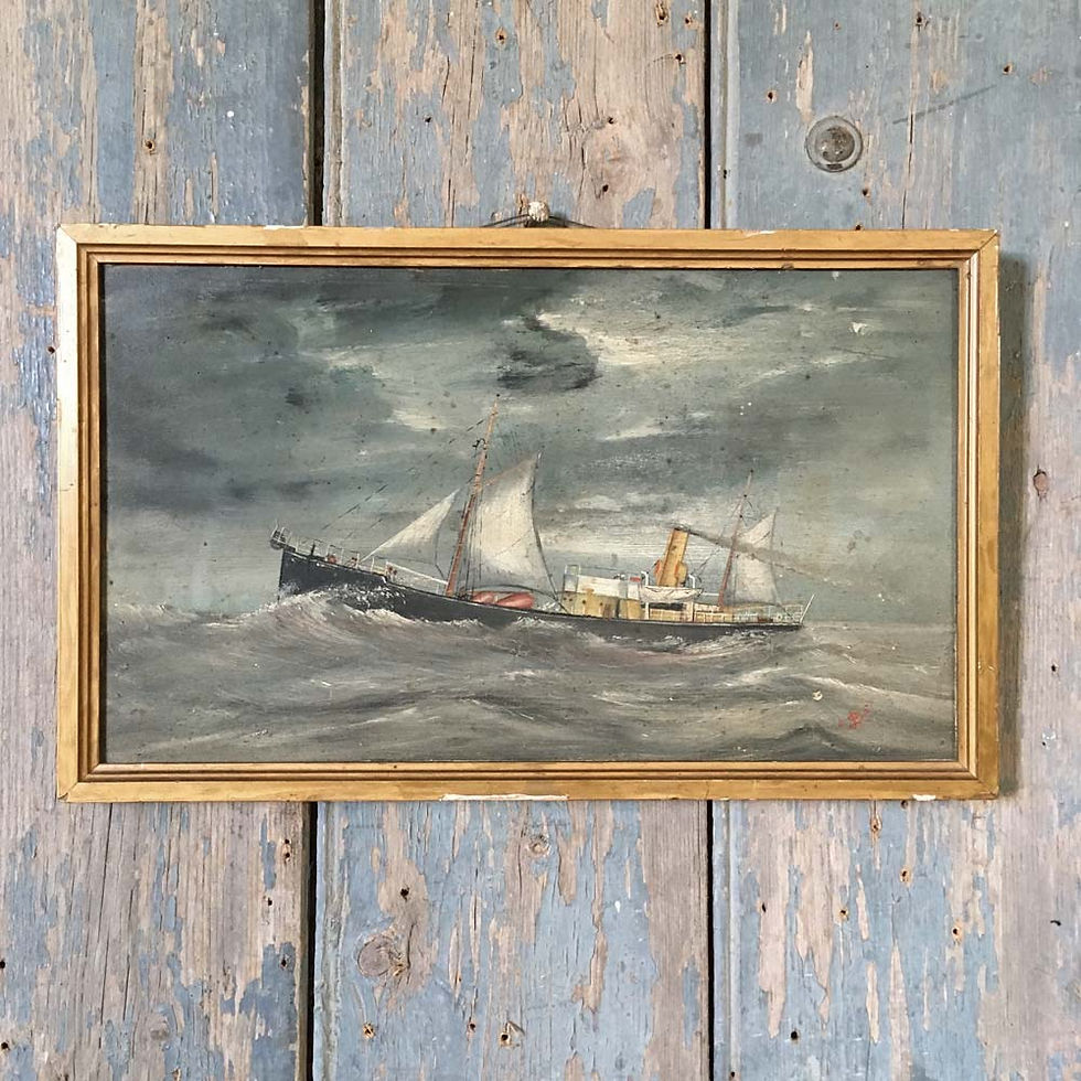 Thumbnail: NOW SOLD - Antique cable ship - oil painting