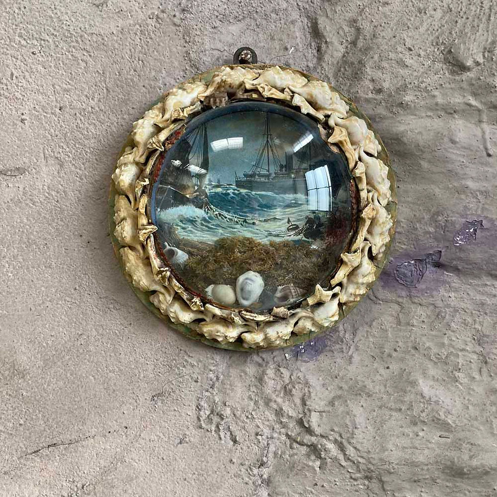 Thumbnail: SOLD - Antique sailor's shellwork valentine - 'Fishing nets'