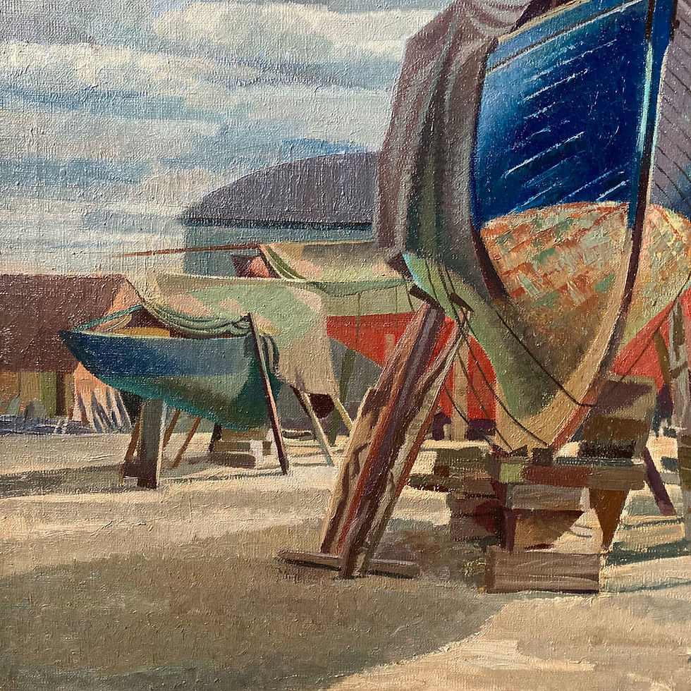 Thumbnail: SOLD - Edward D'Arcy Lister - Poole boatyard oil painting