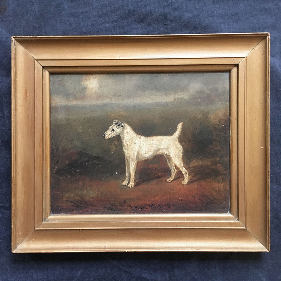 Thumbnail: NOW SOLD - Pair of fox terrier oil paintings