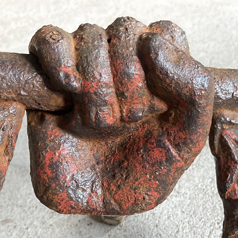 Thumbnail: SOLD - 19th c. cast iron door knocker - 'hand & wreath'