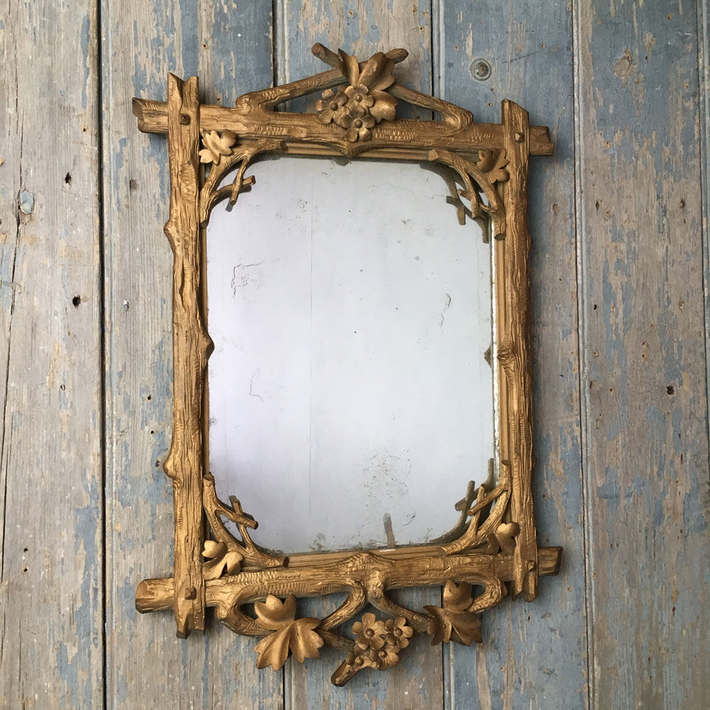NOW SOLD - 19th century carved faux-bois mirror