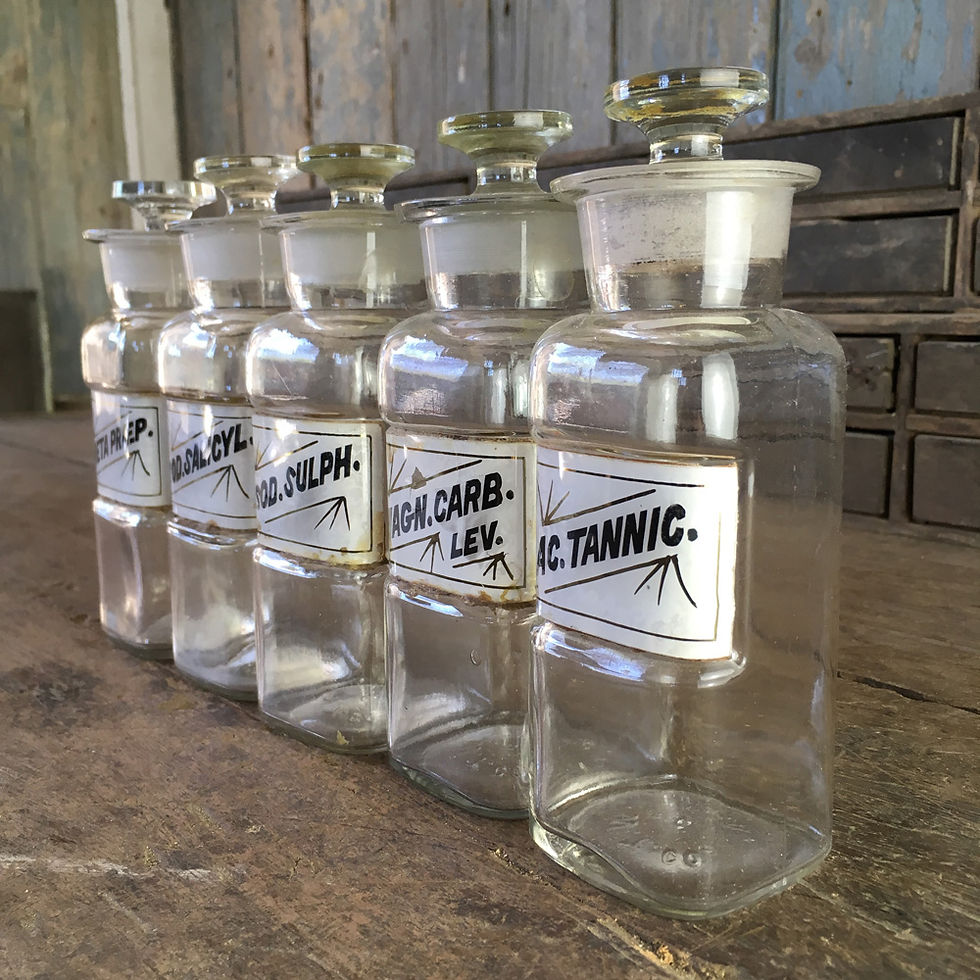 Thumbnail: NOW SOLD - 5 small vintage apothecary bottles