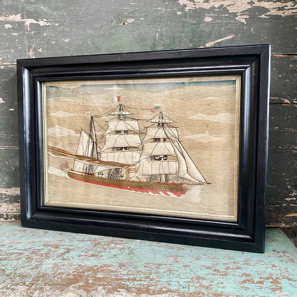 Thumbnail: SOLD - Antique sailor's woolwork ship - 'Steamer'
