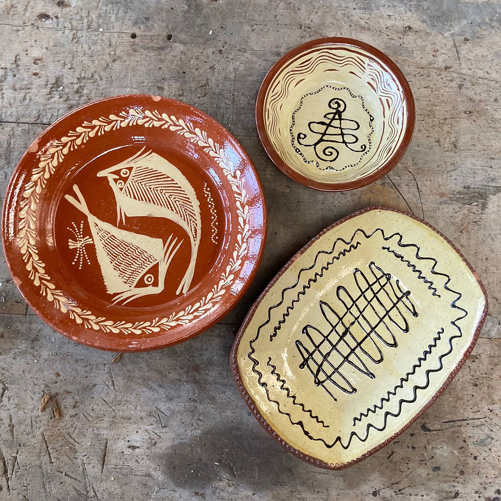 Thumbnail: SOLD - Large slipware dish - 'Fish'