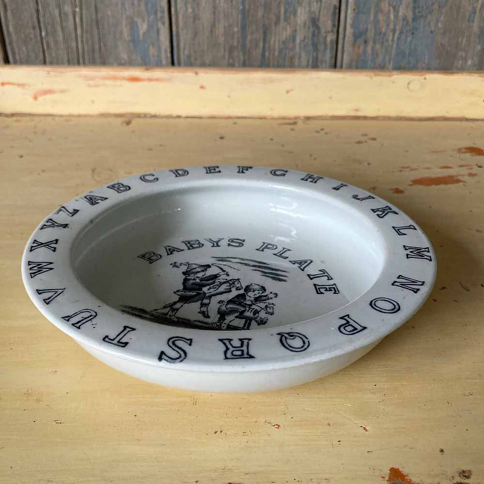 Thumbnail: SOLD - Antique baby's plate - toy horses