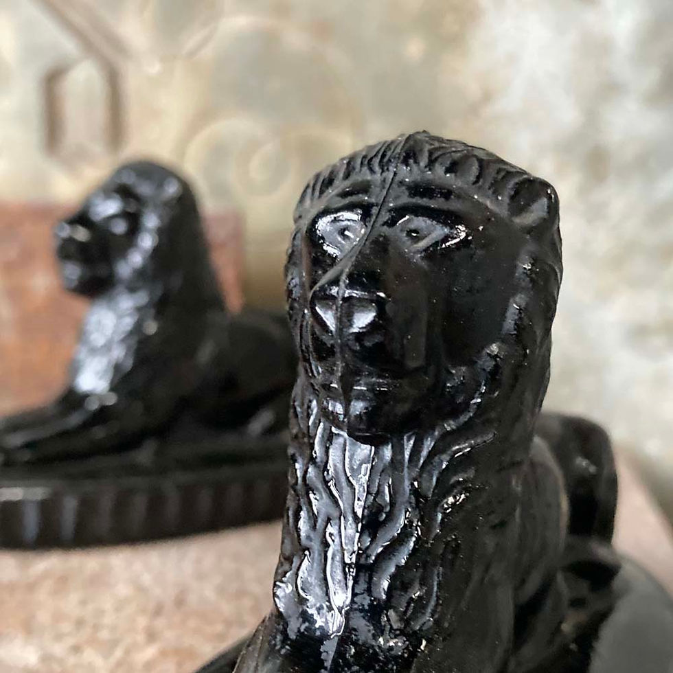 Thumbnail: SOLD - Victorian black glass lions