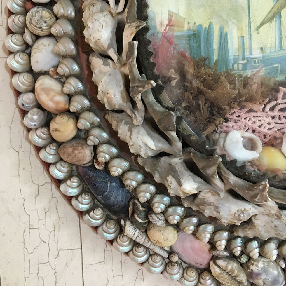 Thumbnail: NOW SOLD - Victorian sailor's shell valentine - sailship