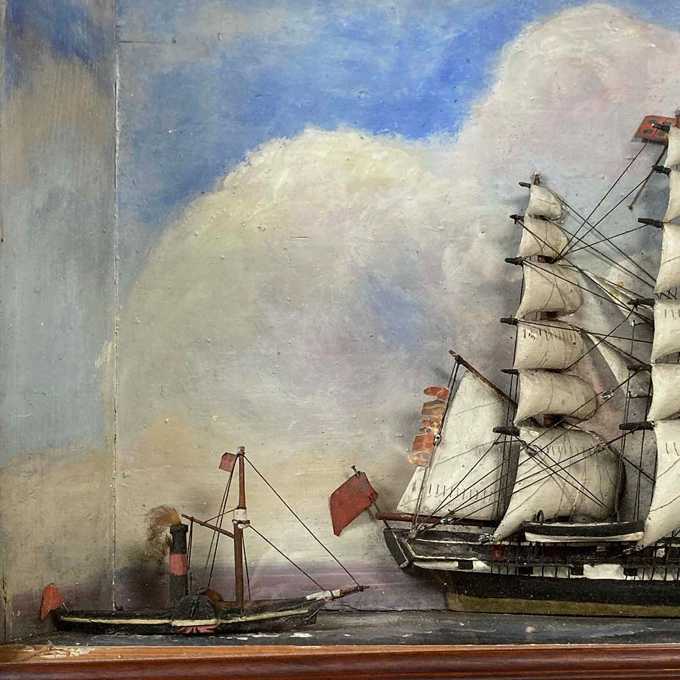 Thumbnail: SOLD - Antique ship diorama - 3 vessels