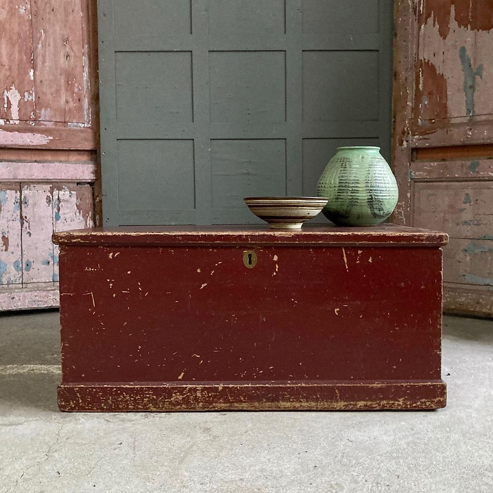 Thumbnail: SOLD - Antique painted pine blanket box