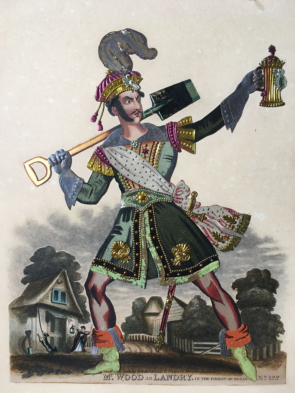 Thumbnail: NOW SOLD Victorian Theatrical Tinsel Print 'Mr Wood as Landry'