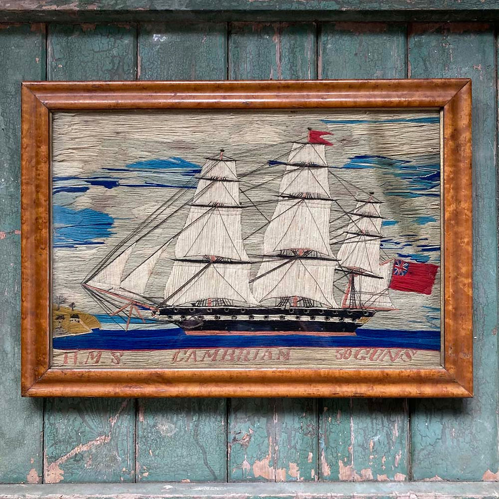 Antique sailor ship woolwork - 'HMS Cambrian'