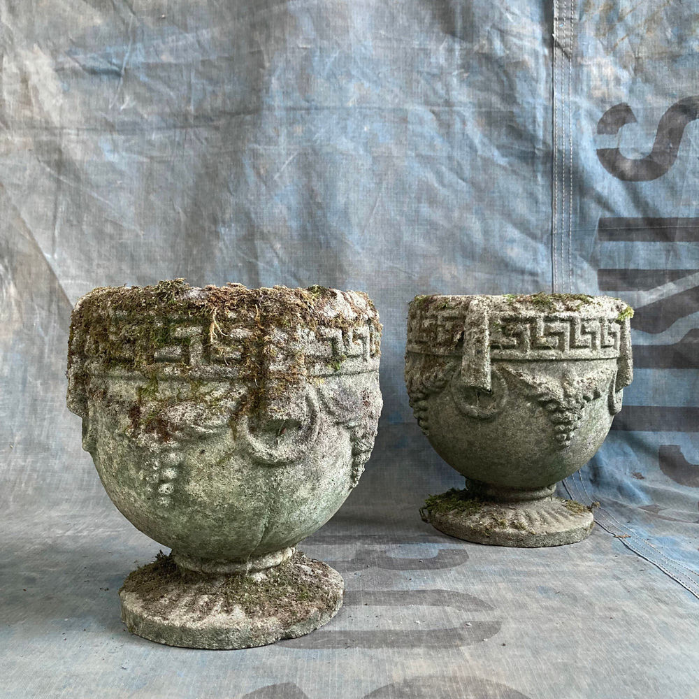 Pair of mossy planters