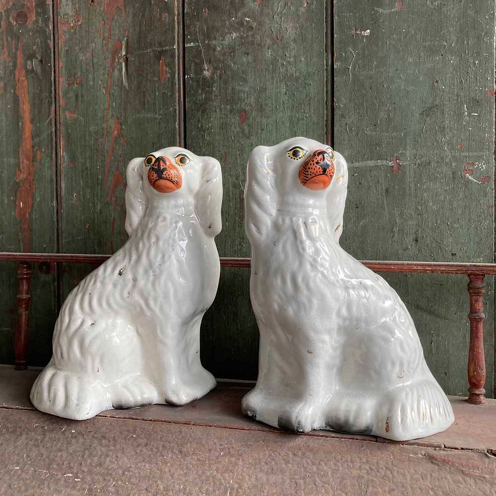 Thumbnail: SOLD - Antique pair of Staffordshire dogs