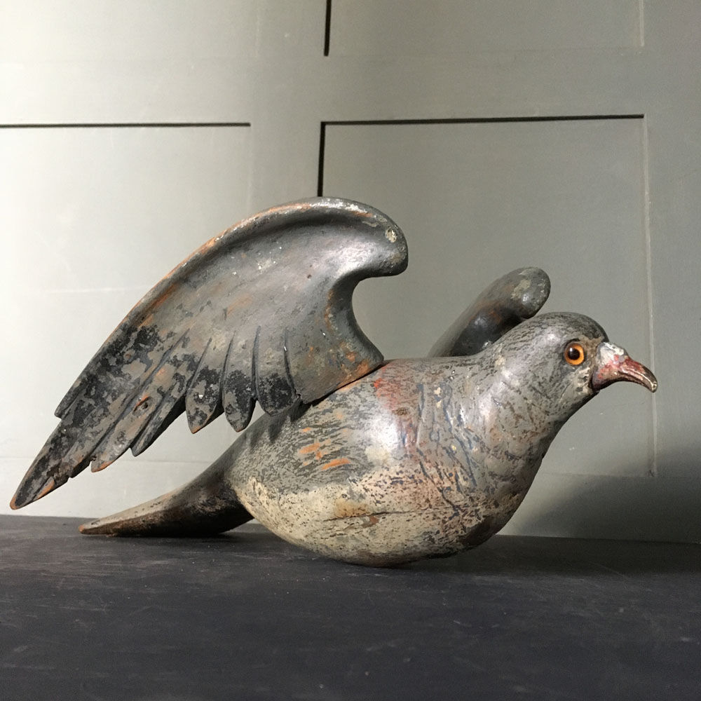 NOW SOLD - Antique wood pigeon decoy - 'T&H'