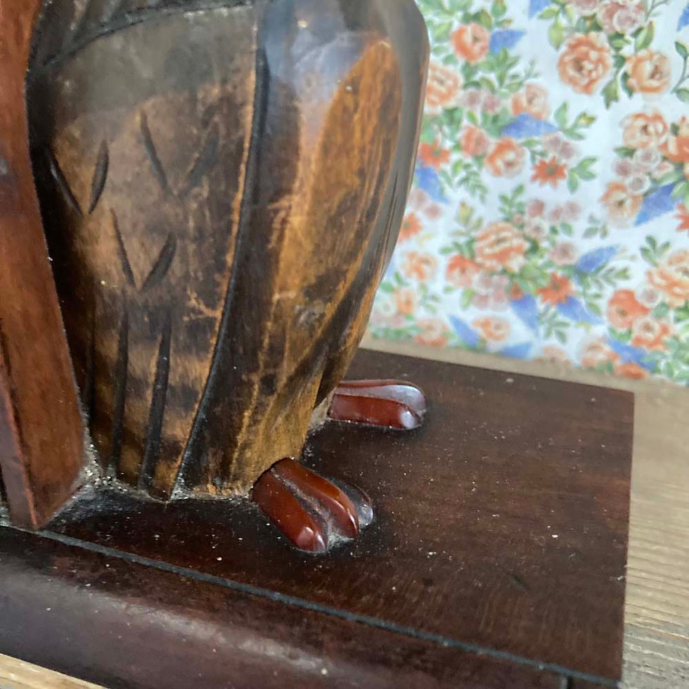 Thumbnail: SOLD - Vintage carved wooden bird bookends