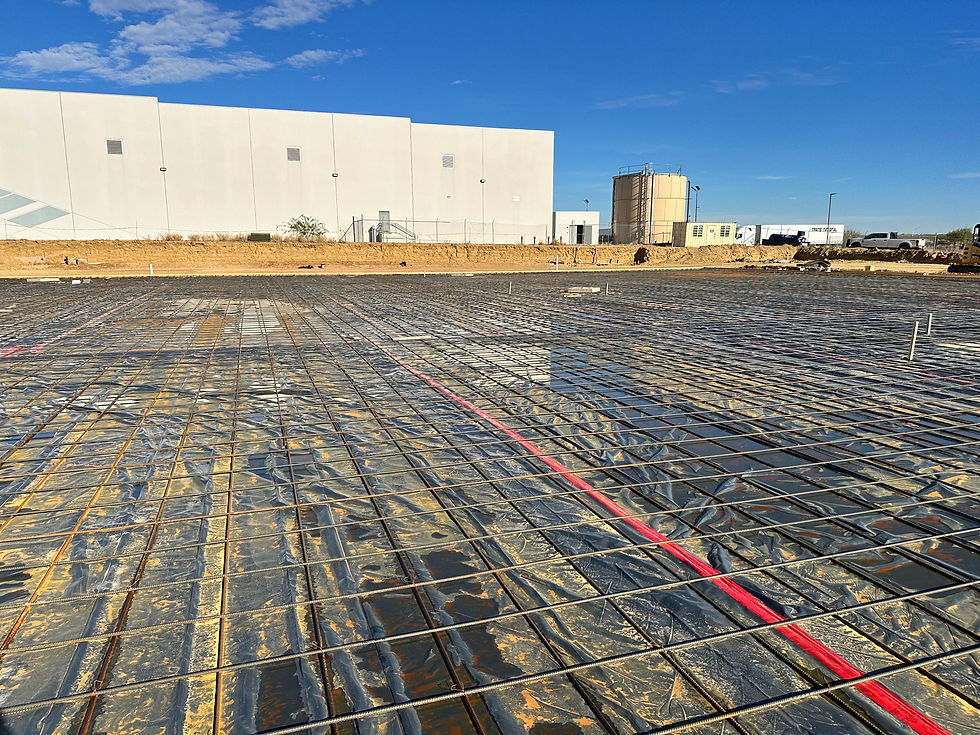 Warehouse concrete slab installation by HMG Construction in Laredo, Texas