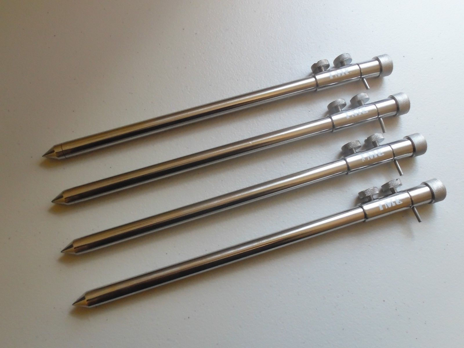 4 x Bank Sticks 30-50 cm. Solid Stainless Steel. Carp Fishing tackle.