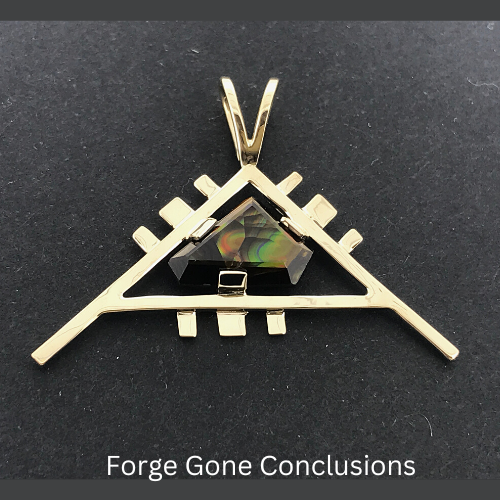 Agate Necklace Triangle on Black Background