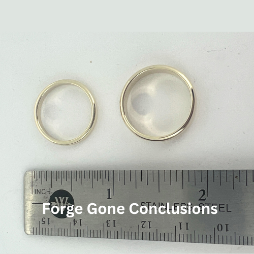 Simple Gold Wedding Bands with ruler