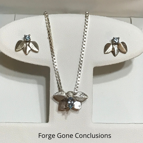 Aquamarine Necklace and Earring Set closeup