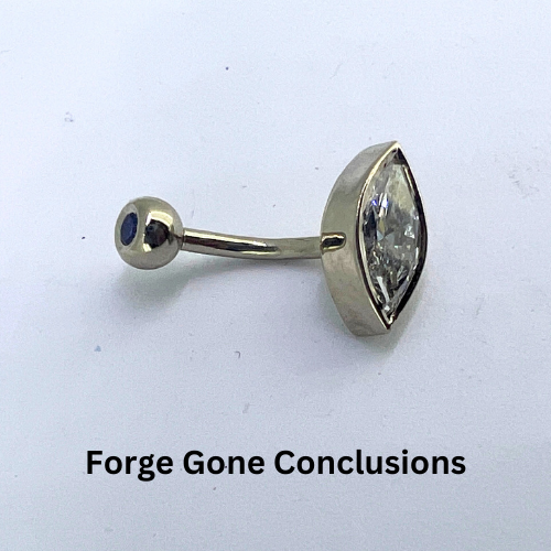 Eyebrow Ring - Diamond and Sapphire assembled on white background assembled