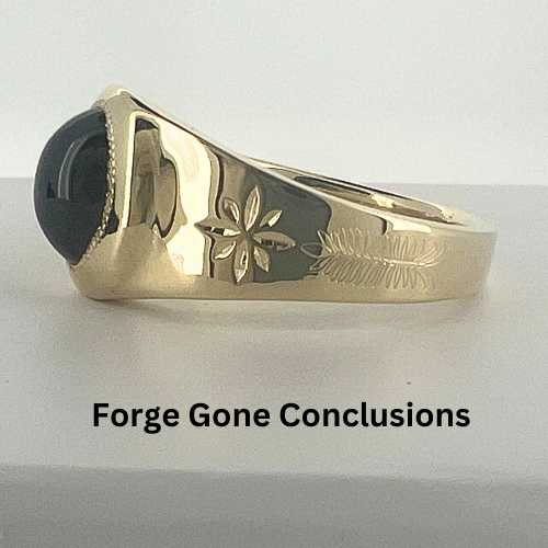 Star Sapphire Ring with Side Engravings side view