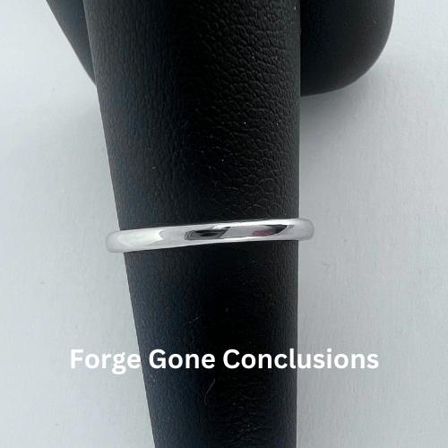 Ladies Platinum Wedding Band on black ring holder