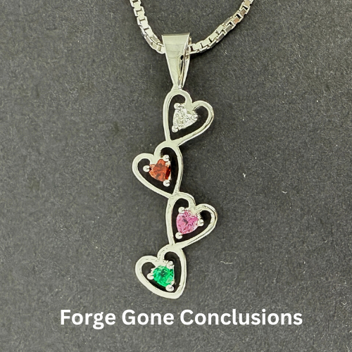 Mothers Heart Shaped Birthstone Necklace on black background