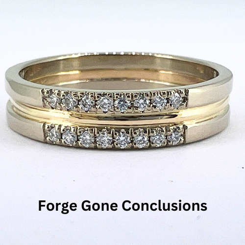 3 Band Ring with Diamonds Closeup on White Background