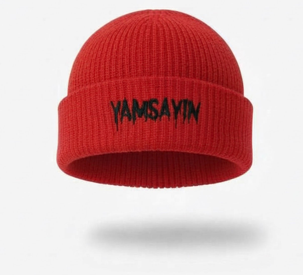 RED Ribbed YS beanie 